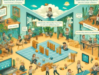 Imaginative office scene depicting founder wellness through work-life balance and holistic self-care practices.